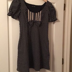 Betsy Johnson. Black and Taupe Polka Dot Dress